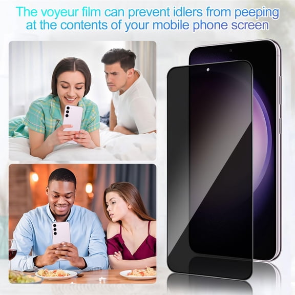 UYWGF-2 Pack Privacy Screen Protector for Samsung Galaxy S23 [Anti-Spy Tempered Glass] [Fingerprint Unlock Support], Anti-Scratch, Bubble-Free, Easy Install 9H Protective Glass for Galaxy S23