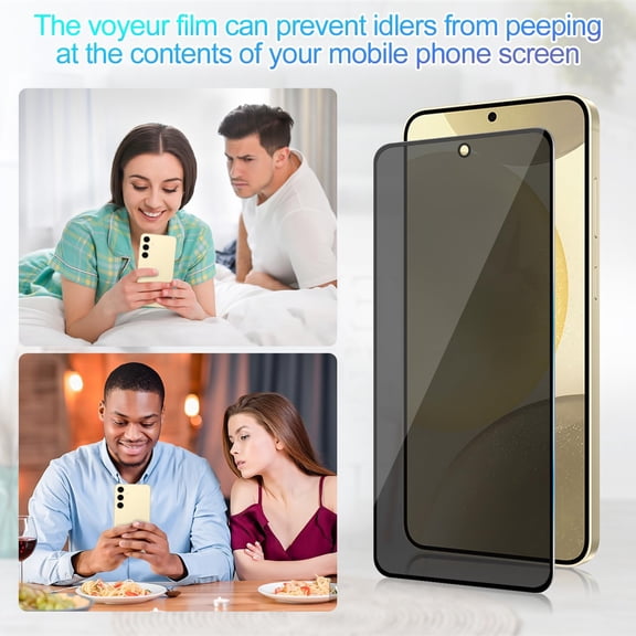UYWGF-2 Pack Privacy Screen Protector for Samsung Galaxy S24+/ Galaxy S24 Plus 6.7" [Anti-Spy Tempered Glass][Fingerprint Unlock Support], Anti-Scratch, Bubble-Free, Easy Install 9H Protective Glass
