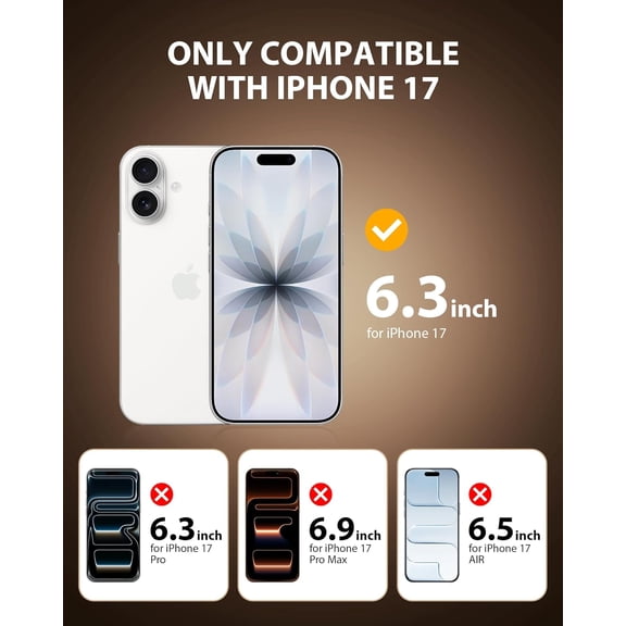 UYWGF-2 Pack Privacy Screen Protector for iPhone 17 (2025) 6.3 inch Black Anti Spy Tempered Glass