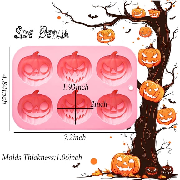 UYWGF-2 Pack Pumpkin Chocolate Molds, 6 Cavity Pumpkin 3 Kinds of Shape Design for Halloween Autumn Thanksgiving Baking Jelly Candy Gummy Crayon Resin DIY Making