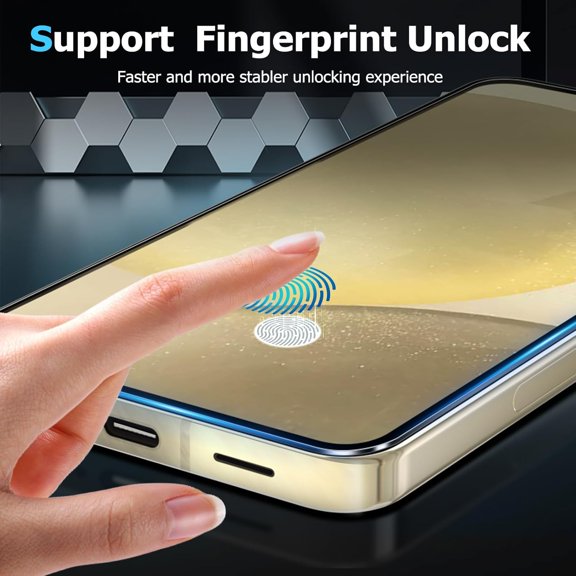 UYWGF-[2 Pack for Samsung Galaxy S24 Support Fingerprint Unlock Privacy Screen Protector[New Upgrade Easy Installation][Dust-Free Kit] 9H Tempered Glass Samsung Galaxy S24 Screen Protector