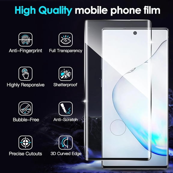 UYWGF-2 Pack Screen Protector for Samsung Galaxy Note 10 Tempered Glass, 3D Curved Full Coverage, Bubble Free, HD Clear,Easy to Install,Anti Scratch,9H Hardness