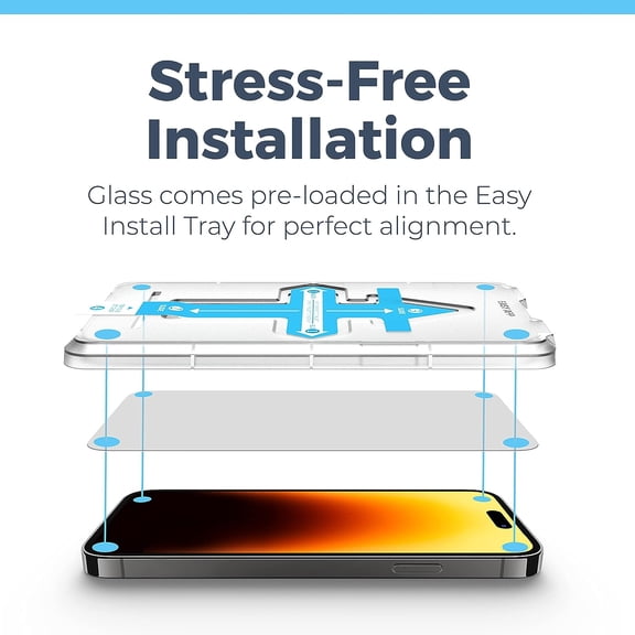 UYWGF-[2 Pack Screen Protector for iPhone 14 Pro Premium Shatterproof Temptered Glass [9H Hardness], Easy Install Frame, 99.99% HD Clear, Bubble Free, Case Friendly, Anti-Scratch, Anti-Smudge