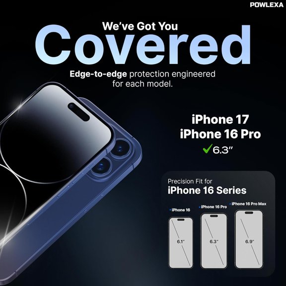 UYWGF-2 Pack Screen Protector for iPhone 16 Pro 6.3" 5X Stronger Tempered Glass 9H+ Hardness 12FT Military Grade Shatterproof HD Clear, Scratch Resistant Bubble-Free Installation Frame Case Friendly