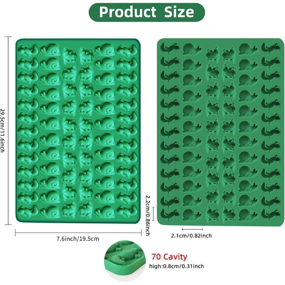 UYWGF-2 Pack Silicone Molds Mini 140 Cavity Frog, Lizard, Snails Gummy Molds for Jello, Cookie, Cake Decoration