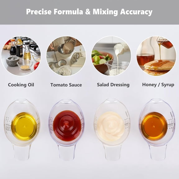 UYWGF-2 Pack Small Measuring Cups, 2oz/60ml Mini Measuring Cup with tsp/Tbsp/oz/ml Markings, Clear Easy-Read Scale for Kitchen, Resin, DIY, Beauty Mixing (2)