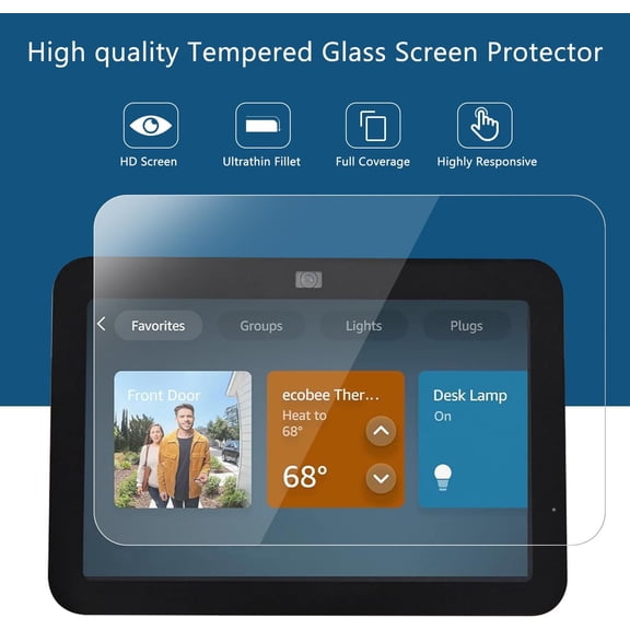 UYWGF-2 Pack Tempered Glass Screen Protector for New Echo Show 8 (3rd Gen, 2023 release),-9H Hardness,Ultra Clear Scratch Resistant Anti-Fingerprint