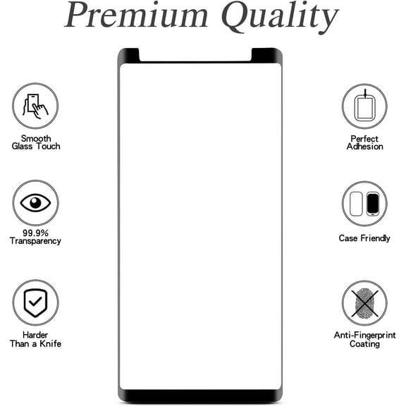 UYWGF-[2-Pack for Samsung Galaxy Note 8 Screen Protector Tempered Glass 3D curved, no bubbles, scratch-resistant, easy to install