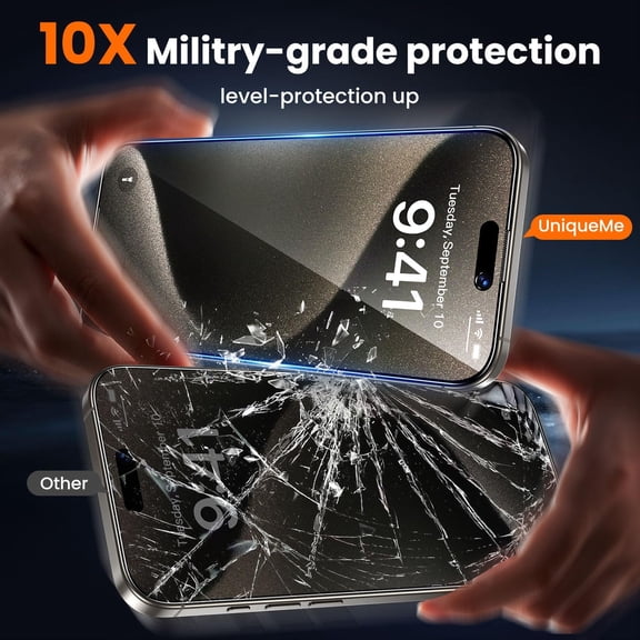 UYWGF-2 Pack for iPhone 15 Pro Max Privacy Screen Protector - 6.7 inch [Military Grade Shatterproof & 9H+ Hardness] Privacy Screen 15 Pro Max Tempered Glass Full Coverage,Easy to install