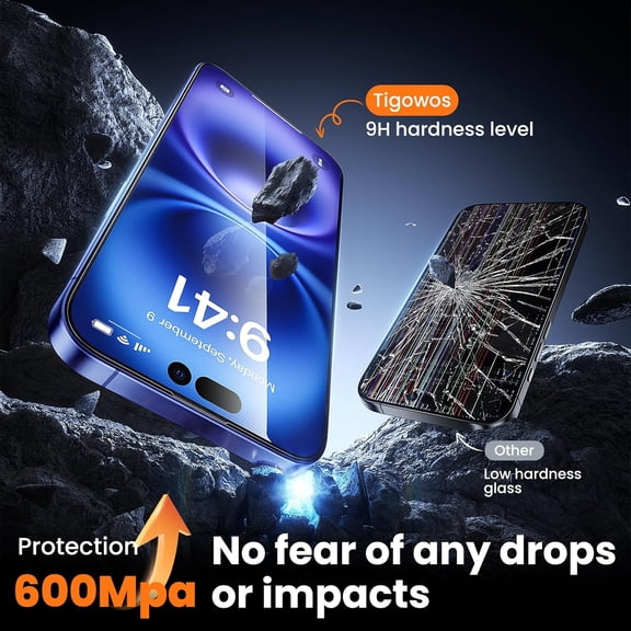 UYWGF-2-Pack for iPhone 16/15 Screen Protector,[Double Shatterproof Tempered Glass] [9H+ Hardness],99.99% HD Clear,Full Coverage,Anti Scratch & Smudge,Easy Installation