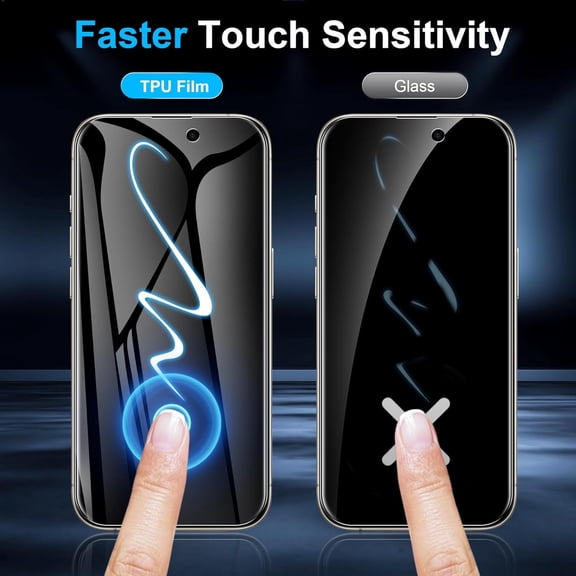 UYWGF-2 Pack for iPhone 16 Pro Max Privacy Screen Protector [Like Original Touch Sensitivity], Anti-Spy Private iPhone 16 Pro Max Film [Non-Glass], Case Friendly, Scratch-Resistant, Self-Healing