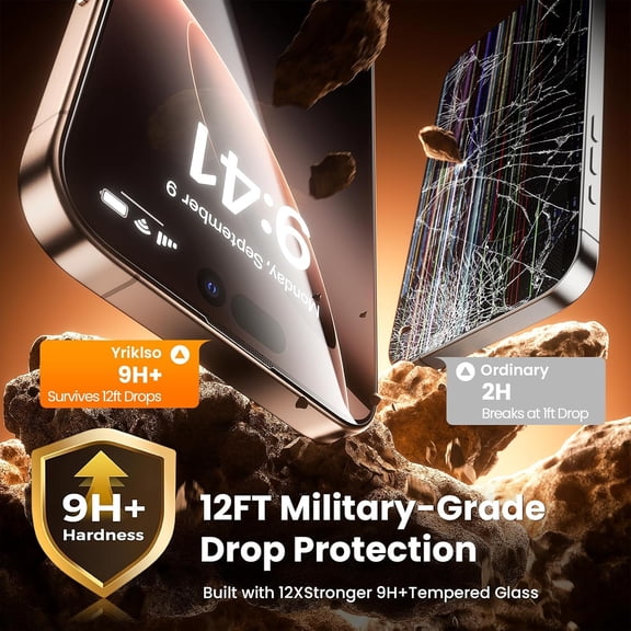 UYWGF-2-Pack for iPhone 16 Pro Screen Protector,Military Grade Shatterproof,Bubble-Dust Free Box,9H+ HD Tempered Glass,Full Coverage,Scratch & Smudge Resistant for iPhone 6.3 inch