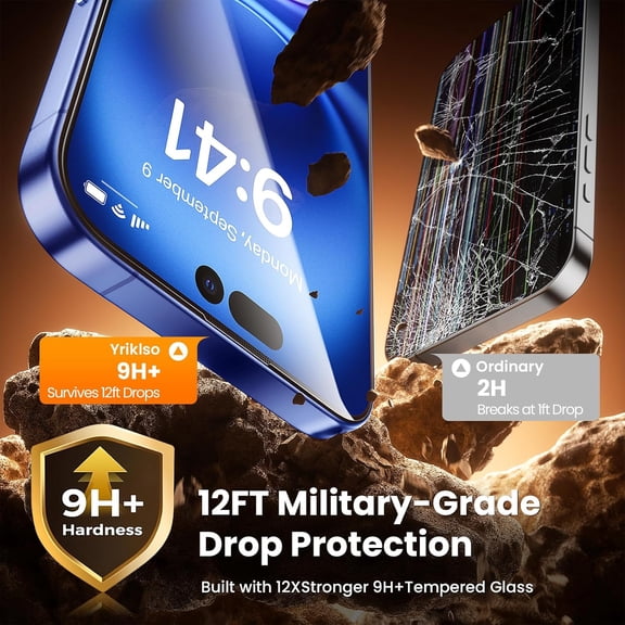 UYWGF-2-Pack for iPhone 16 Screen Protector,Military Grade Shatterproof,Bubble-Dust Free Box,9H+ HD Tempered Glass,Full Coverage,Scratch & Smudge Resistant for iPhone 6.1 inch