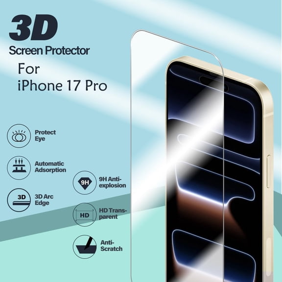 UYWGF-[2 Pack for iPhone 17 Pro [6.3"] Screen Protector, 9H Hardness Shatterproof Long Durable HD Clear Tempered Glass Film, [Easy Instlltion with Dust-Free Box] [Bubble Free]