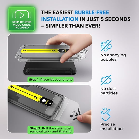 UYWGF-| 2-Pack | for iPhone 17 Pro (6.3') Screen Protector with Smart Installation Tray | 9H Tempered Glass | Full Coverage | Anti-Scratch | Bubble-Free | Easy Install