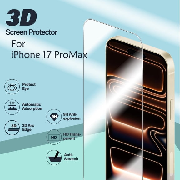 UYWGF-[2 Pack for iPhone 17 Pro Max [6.9"] Screen Protector, 9H Hardness Shatterproof Long Durable HD Clear Tempered Glass Film, [Easy Instlltion with Dust-Free Box] [Bubble Free]