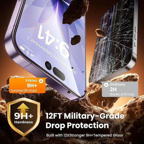 UYWGF-2-Pack for iPhone 17 Screen Protector,Military Grade Shatterproof,Bubble-Dust Free Box,9H+ HD Tempered Glass,Scratch & Smudge Resistant for iPhone 17 6.3 inch