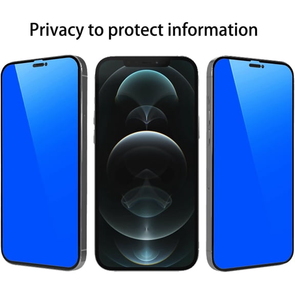 UYWGF-2 Piece Privacy Tempered Glass for iPhone 12 / iPhone 12 Pro 6.1 inch Anti-blue Anti-Spy Screen Protector Mirror Blue