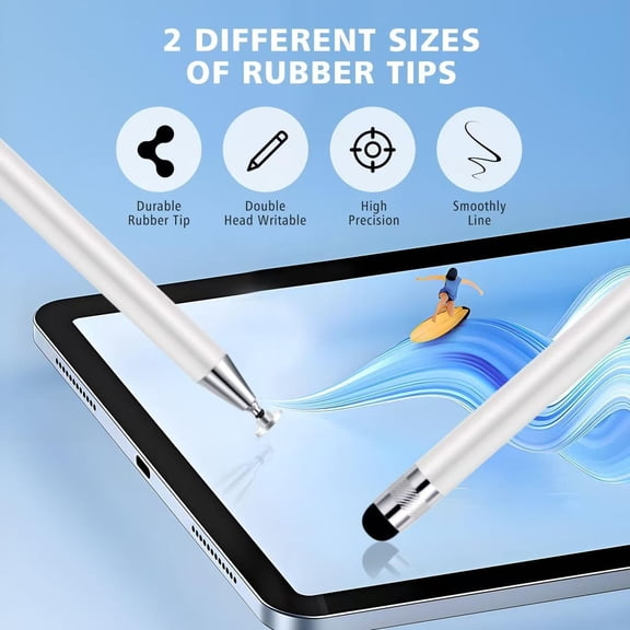 UYWGF-2-in-1 Stylus Pen for Touch Screen, Stylists pens for Touch Screens Compatible Phone/pad/and Tablets All Touch Screens (6X White)