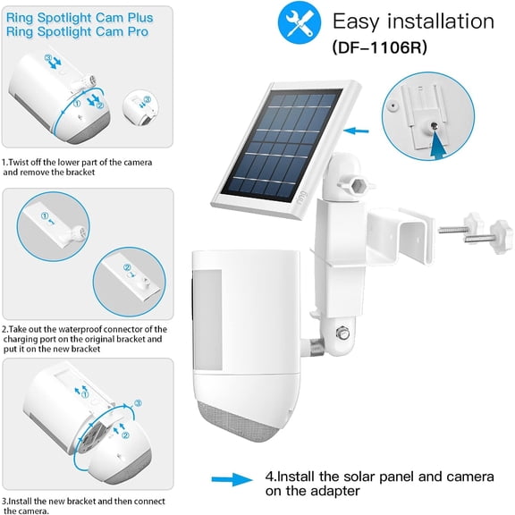UYWGF-2-in-1 Weatherproof Gutter Mount for Stick Up Cam Pro Solar Panel, Spotlight Cam Pro Battery and Stick Up Cam Plus Battery Outdoor Mount Accessories for Ring Super Solar Panel (White)