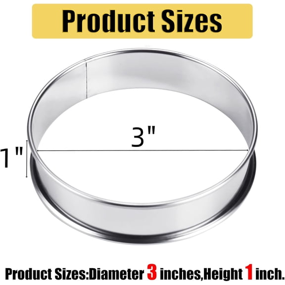 UYWGF-20 Pieces Nonstick English Muffin Rings, 3 Inch Stainless Steel Crumpet Rings, Double Rolled Tart Pastry Ring Mold for Baking, Cooking, Silver