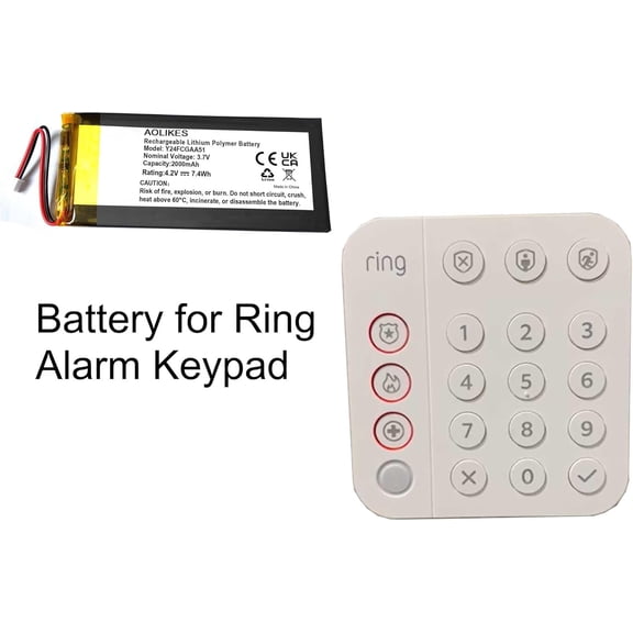 UYWGF-2000mAh 3.7v Rechargeable 3-Wire Battery for Ring Alarm Keypad 5AT2S7 Battery Replacement
