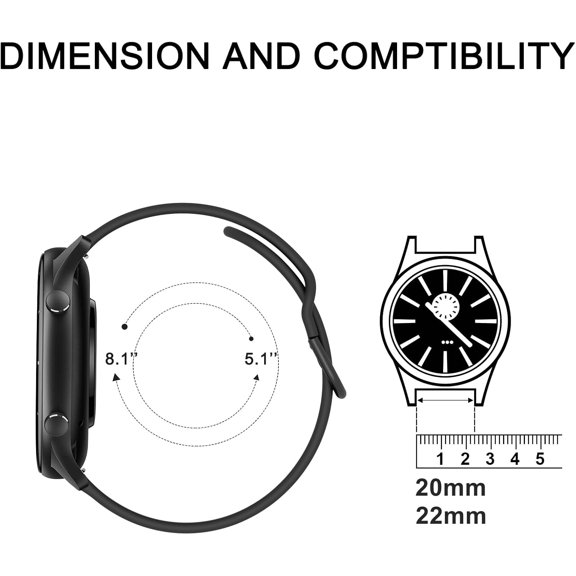 UYWGF-20mm 22mm Watch Bands Quick Release Watch Straps with Color Matched Metal Buckle, Soft Silicone Breathable Replacement Sport Watch Wristbands for Women Men