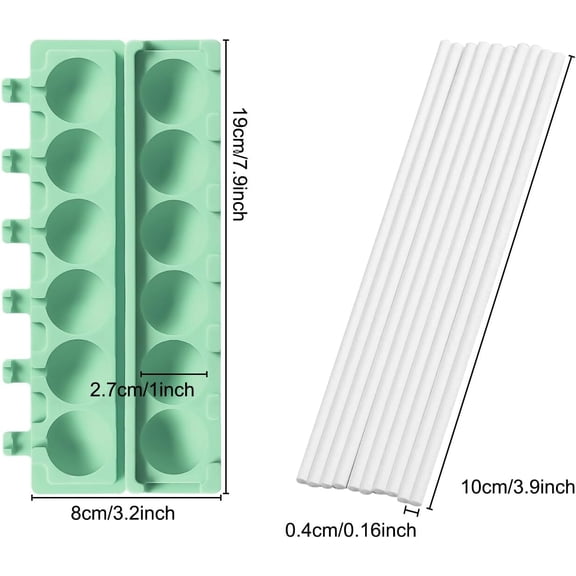 UYWGF-2pcs Silicone Lollipop Molds with 100 Paper Sticks, 6-Capacity 3D Round Hard Candy Ice Ball Molds for DIY Chocolate Cake Pop