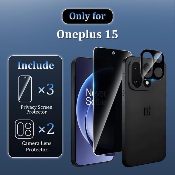 UYWGF-3+2 Pack for Oneplus 15 Privacy Screen Protector with Camera Protector, Full Cover Tempered Glass,[Anti-Spy][Anti-Scratch][Easy Installation] Bubble Free Protector for Oneplus 15