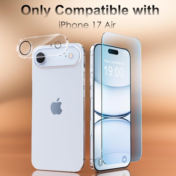 UYWGF-[3+3 Pack for iPhone Air Screen Protector, Anti-Blue Light, [Eye Protection] 9H+ Tempered Glass with Camera Lens Protector