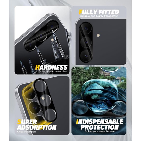 UYWGF-(3 Pack) Camera Lens Protector Compatible for Samsung Galaxy S25 FE, Protector de Cmera Tempered Glass 9H Precise Camera Cutouts Anti-Scratch Does Not Affect Night Shots and Flash