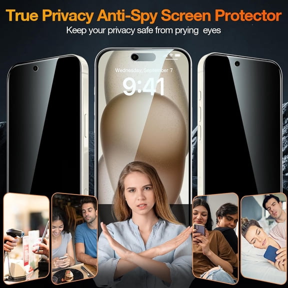 UYWGF-3 Pack Compatible for iPhone Air Privacy Screen Protector Tempered Glass + 1 Set of Camera Lens Protector, 25Anti Spy 17 Air, [Top 9H+ Military Grade Shatterproof] [Bubble Free, Auto-Dust Remo