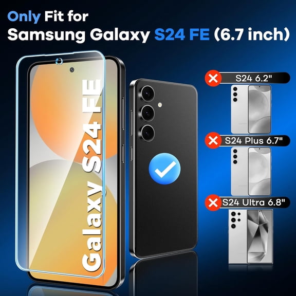 UYWGF-3 Pack for Galaxy S24 FE Tempered Glass Screen Protector, 9H Glass for Samsung Galaxy S24 FE Screen Protector [6.7 inch][Fingerprint Compatible][Installation Tool]