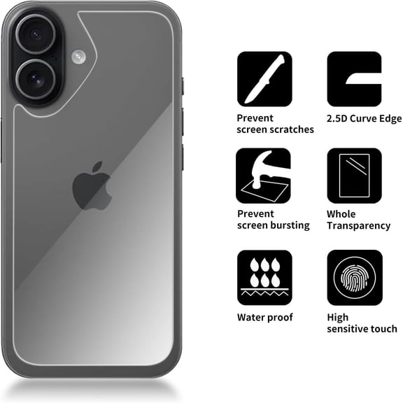 UYWGF-3 Pack Glass Back Screen Protector Compatible for iPhone 17 6.3 inch 2025 [9H Hardness]-HD Back Tempered Glass, Scratch Resistant,Easy Installrear glass protector