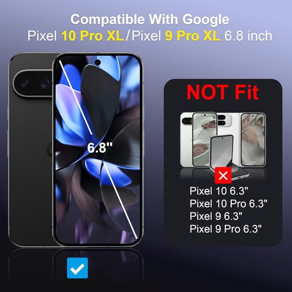 UYWGF-3-Pack for Google Pixel 10 Pro XL/Pixel 9 Pro XL Screen Protector Tempered Glass with Auto Dust-Elimination, Easy Installation, Bubble Free, Anti Scratch