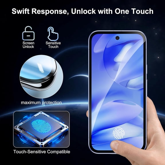 UYWGF-3 Pack for Google Pixel 9A Screen Protector (2025/2026), 9H Tempered Glass with [Easy Install Frame], Support Fingerprint Unlock, HD Clear, Case Friendly