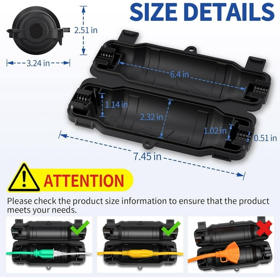 UYWGF-3 Pack Outdoor Extension Cord Safety Cover with Waterproof Seal IP54 Water-Resistant, Weatherproof Electrical Connection Box with 2 Latches, Plug, Socket, Holiday Decoration Light, Black