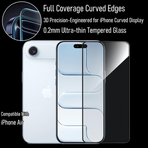 UYWGF-3 Pack Privacy Phone Screen Protector of 4-Way-360 Anti-Spy Tempered Glass, Unbreak Military Grade Drop Protection, 3D Curved Edge Full Coverage, Sensitive, Anti-Fingerprint, Bubble Free with