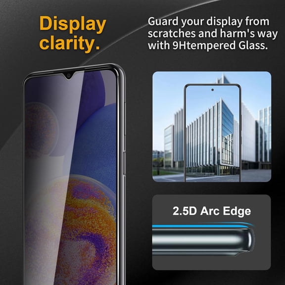 UYWGF-3 Pack Privacy Screen Protector for Samsung Galaxy A23 4G/5G With 3 Pack Camera Lens Protector, Anti Spy Tempered Glass 9H Hardness, Black Protector Anti Spy, Anti-Scratch, Bubble Free