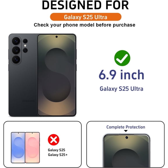 UYWGF-3 Pack Privacy Screen Protector for Samsung Galaxy S25 Ultra Tempered Glass 6.9inch Private Saver Anti-Spy Eye Protection Anti-Scratch Full Coverage