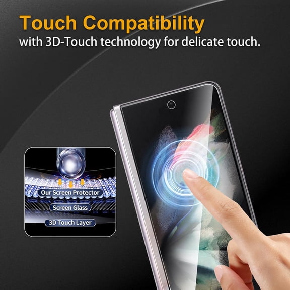 UYWGF-3 Pack Privacy Screen Protector for Samsung Galaxy Z Fold 3, Anti Spy Tempered Glass 9H Hardness, Black Protector Anti Spy, Bubble Free, Anti-Scratch