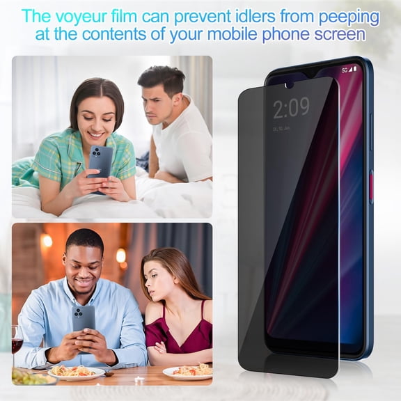 UYWGF-3 Pack Privacy Screen Protector for T-Mobile Revvl 6 5G [Anti-Spy Tempered Glass], Ultra HD, Anti-Scratch, Bubble-Free, Easy Install 9H Protective Glass for Revvl 6 5G