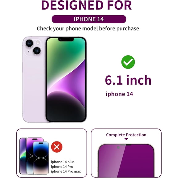 UYWGF-3 Pack Privacy Screen Protector for iPhone 14/16E/13/13 Pro Tempered Glass 6.1inch Private Saver Anti-Spy Eye Protection Anti-Scratch Full Coverage