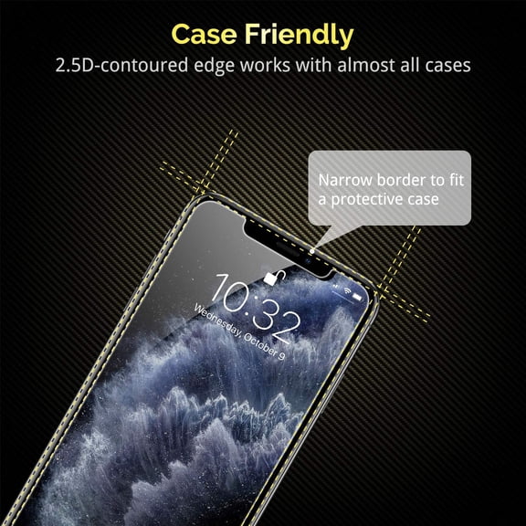 UYWGF-3-Pack Screen Protector for iPhone 11 Pro/XS/X, Double Shatterproof Tempered Glass [Easy Installation Frame] [9H Hardness] [HD Clear] [Case Friendly] for 5.8 Inch