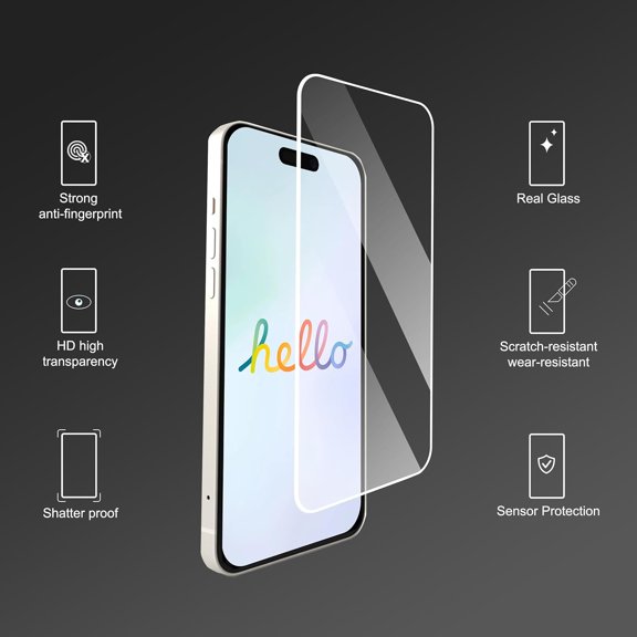 UYWGF-3 Pack Screen Protector for iPhone 16 Plus [6.7 inch] + 3 Pack Camera Lens Protector with Installation Frame,Case Friendly Tempered Glass Film,[9H Hardness][Not for iPhone 16e/16/16 Pro/Pro Max
