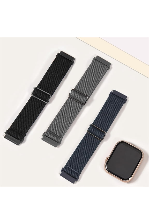 -3 Pack Stretchy Nylon Watch Bands Compatible with CMF Watch 3 Pro/Pro 2/Pro Smartwatch,Soft Sports Loop Elastic Breathable Adjustable Quick Release Strap for Tozo S5/S3/S6 Women Men