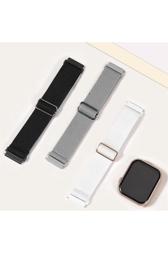 -3 Pack Stretchy Nylon Watch Bands Compatible with CMF Watch 3 Pro/Pro 2/Pro Smartwatch,Soft Sports Loop Elastic Breathable Adjustable Quick Release Strap for Tozo S5/S3/S6 Women Men