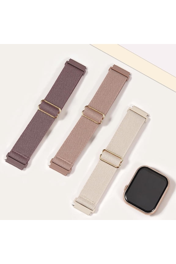 -3 Pack Stretchy Nylon Watch Bands Compatible with CMF Watch 3 Pro/Pro 2/Pro Smartwatch,Soft Sports Loop Elastic Breathable Adjustable Quick Release Strap for Tozo S5/S3/S6 Women Men