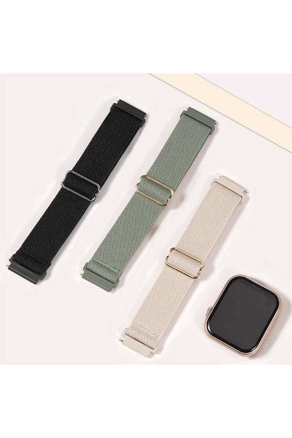 -3 Pack Stretchy Nylon Watch Bands Compatible with CMF Watch 3 Pro/Pro 2/Pro Smartwatch,Soft Sports Loop Elastic Breathable Adjustable Quick Release Strap for Tozo S5/S3/S6 Women Men