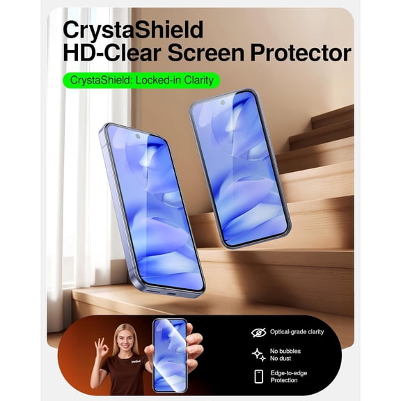 UYWGF-3 Pack Tempered Glass for Google Pixel 9a Screen Protector, Military-Grade Shatterproof Protection, Fingerprint Unlock Compatible, Fast & Easy Installation, Case Friendly Design